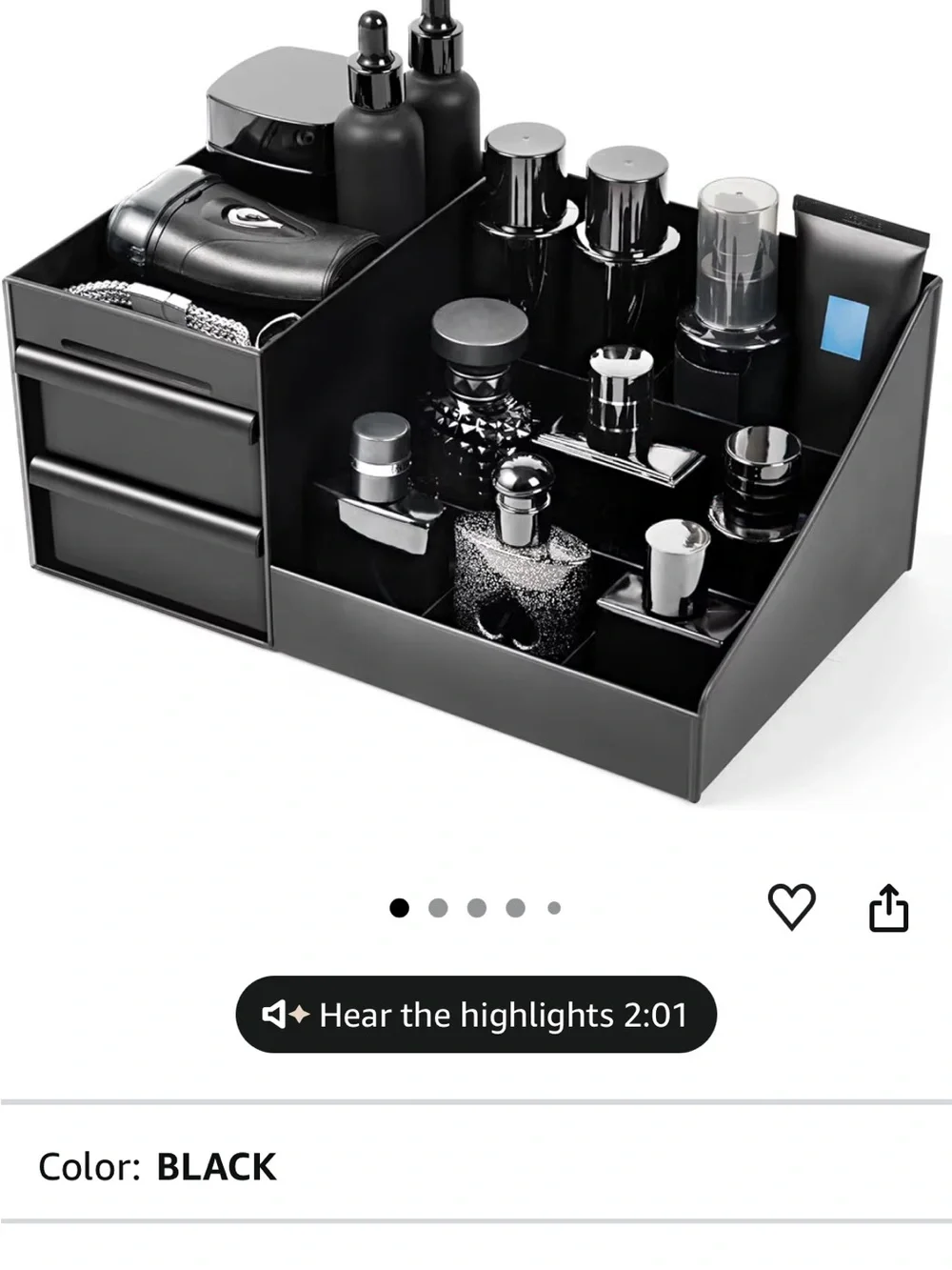 Men's Black Multi-Compartment Organizer for Keys & Cards